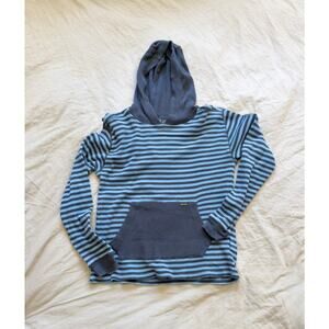 Volcom Blue and Light Blue Striped Hoodie Mens Size L 12Y